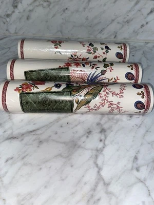 (3) Рулоны настенной каймы Imperial Wallcoverings Inc 9 дюймов x 5 ярдов вышивка ирисом  - Изображение 1 из 4