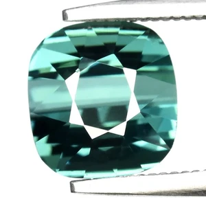 π 2.38ct IF Cushion Natural Bluish Green Tourmaline - Unheated Africa Gemstone - Picture 1 of 4