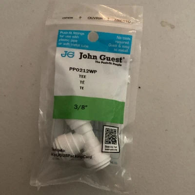 John Guest Quick Connect Push Fit Union Tee 3/8in 3/8 Tube OD Connector PP0212WP - Image 1 of 2