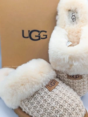 New 100% Authentic UGG Brand Women's Cozy Slippers Soft Knit Shoes Sandals Cream - Image 1 of 4