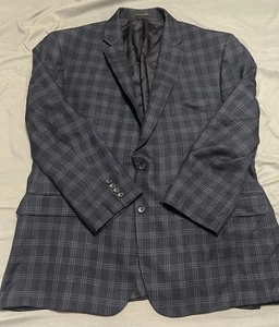 Joseph Jos A Bank Blazer Cappotto Sportivo Uomo Tg 48 R Blu Navy Plaid 52% Lana Seta - Foto 1 di 9