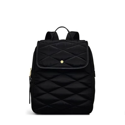 Mochila negra pequeña con cremallera, tela reciclada, London Haymarket Lane para mujer Foto 1 de 4