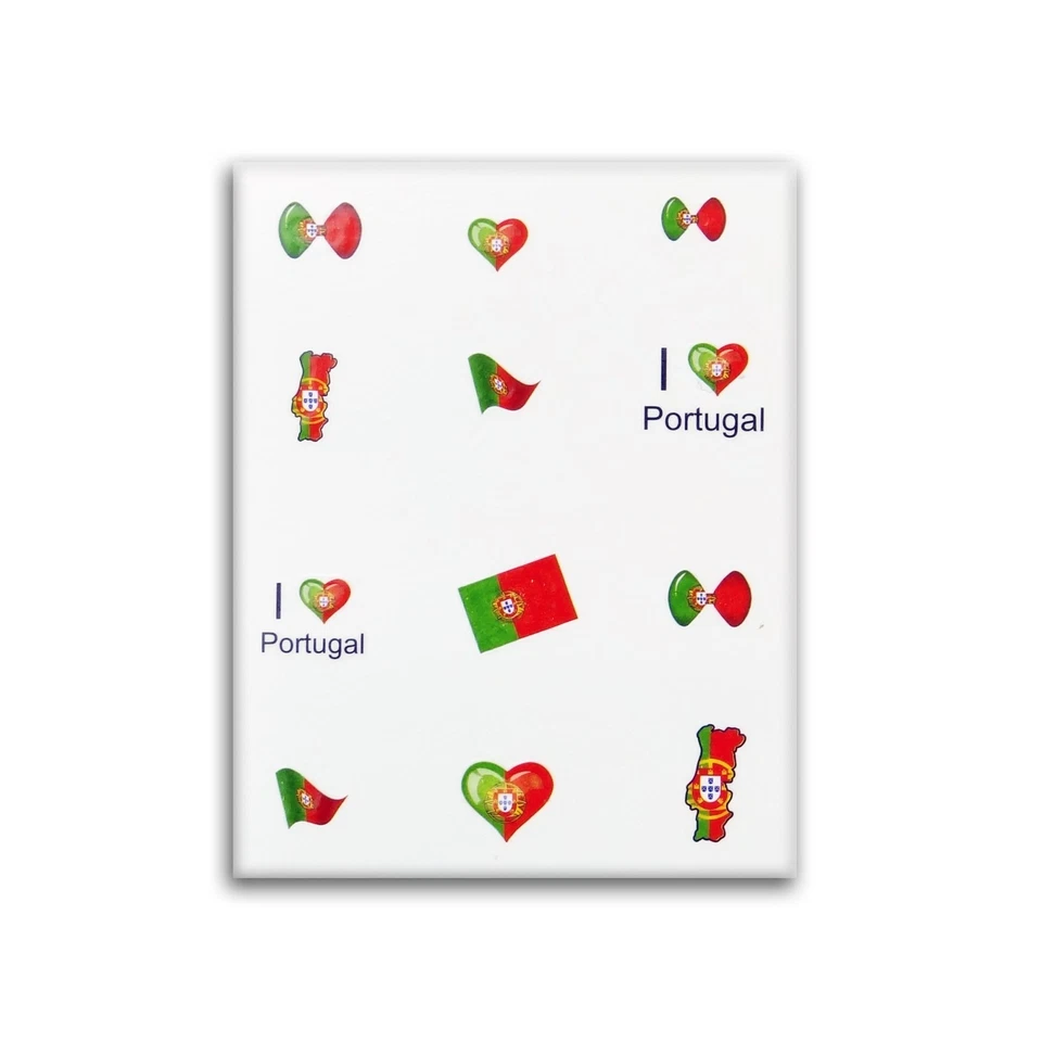 VON WELLEAN EIGENART 3er Pack Nagelsticker, Nail Art Flagge-Decal Portugal (FAS-05)
