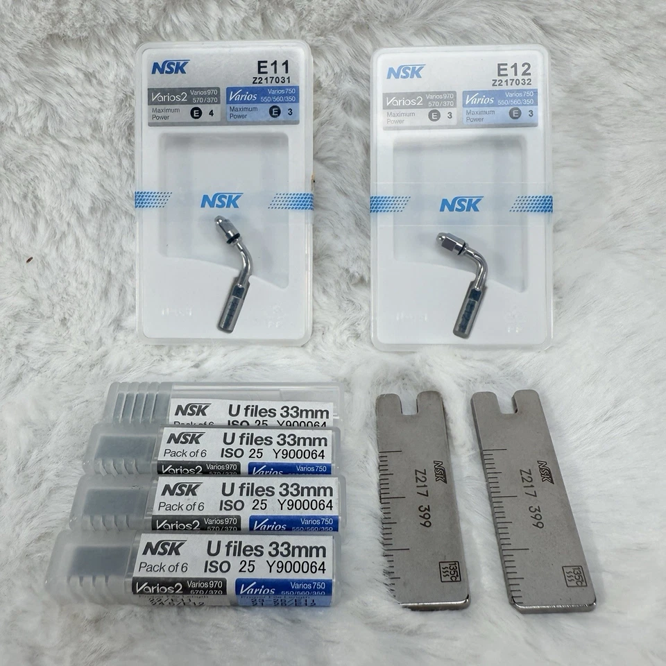 NSK Piezo Tips-E11+E12+Armas U 33 mm (4 paquetes de 6)-Varios 970/370/950/350 - ¡NUEVO EN CAJA! Foto 1 de 2