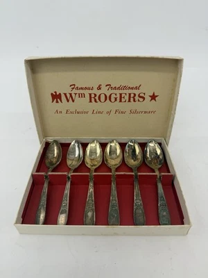 Набор из 6 ложек Rogers IS Burgundy Champagne Demitasse в оригинальной коробке 4,5 дюйма - Изображение 1 из 4