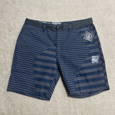 VOLCOM STONE GRAPHITO SHORTS Men’s Sz 30 Blue Gray Stripe Casual Walking NWT NEW - Image 1 of 4