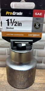 1-1/2" Pro-Grade 12 Point Socket, 3/4", CR-V, 3/4" Drive, New, Free US Ship - Picture 1 of 6