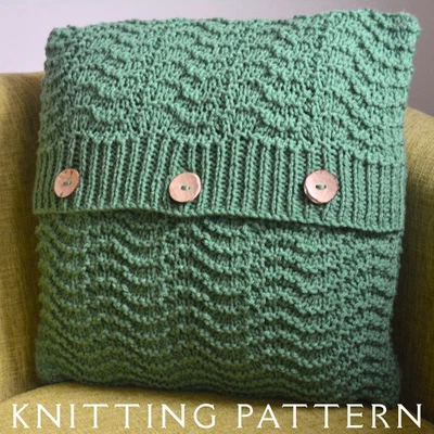Cushion Cover Knitting Pattern Making Waves Printed Pattern To Knit Yourself - Image 1 of 4