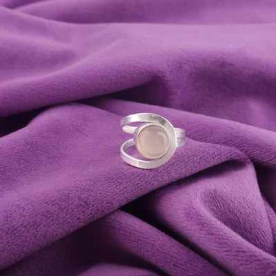 Anel mãe chakra sacral banda pedra preciosa pedra da lua pêssego prata 925 tamanho todos os tamanhos - Imagem 1 de 4