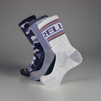 Merrell Unisex Adult's Size L Recycled Everyday Socks. 3 Pair Pack-Repreve. New - Image 1 of 4