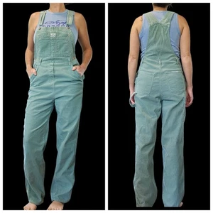 Vintage 90er Jahre salbeigrün Cord Overall Latzhose Damengröße 2 bis 4 Baumwolle gerades Bein - Bild 1 von 11