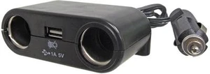 Pyle 1 to 2 12V Dual Cigarette Socket and USB Port Black Ships from USA Seller - Picture 1 of 1