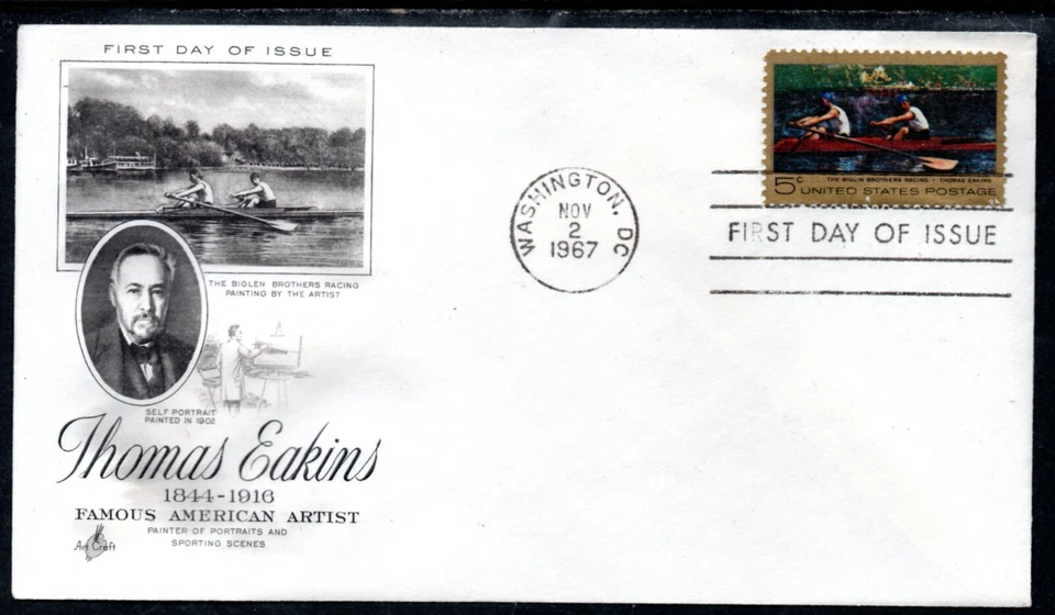 US Scott #1335 "Thomas Eakins", FDC, unaddressed - Image 1 of 1
