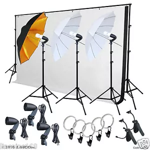 Photo Video Studio Lighting Photography Backdrops Stand Muslin Light Kit LK366 - Picture 1 of 12