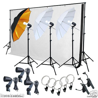 Photo Video Studio Lighting Photography Backdrops Stand Muslin Light Kit LK366 - Image 1 of 4