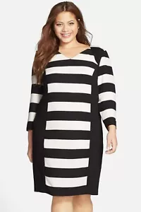 Carmakoma Womens Auburn Stripe Colorblock Sheath Dress Plus Size Size Small - Picture 1 of 3