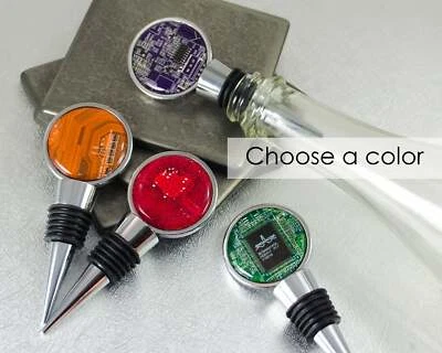 Placa de Circuito Reciclado Tapón Botella de Vino Topper Corcho Nerd Geek Regalo de Boda Foto 1 de 4