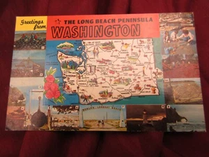 Washington USA map postcard The Long Beach Peninsula #2599 - Picture 1 of 2