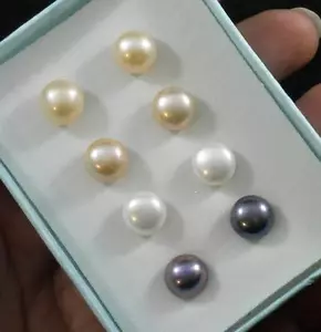 Pearl Post Earrings 4 Four pair Surgical Steel White Black/Gray Mauve Peach 9mm - Picture 1 of 3