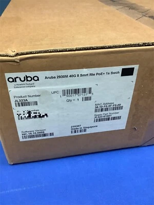 New Sealed JL323A HPE ARUBA 2930M 40G 8 HPE SMART RATE POE+ 1-SLOT SWITCH - Image 1 of 4