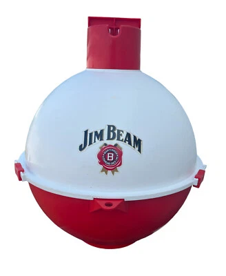 Cooler Jim Beam Fishing Bobber 12 Can Floating Cooler Red White Side Lock Rare - Image 1 of 4