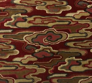 BRUNSCHWIG & FILS ALTO RED CAMEL ABSTRACT CLOUD LINEN VELVET BY THE YARD 52" W