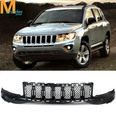 Fit For  2011-2017 Jeep Compass 68109866 Front Bumper Upper Grille Grill Black - Image 1 of 4