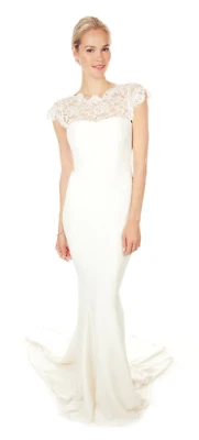 NUEVO CON ETIQUETAS Nicole Miller Vestido “Lauren” Encaje Espalda Vestido de Novia HK0006 TALLA 10 Foto 1 de 4