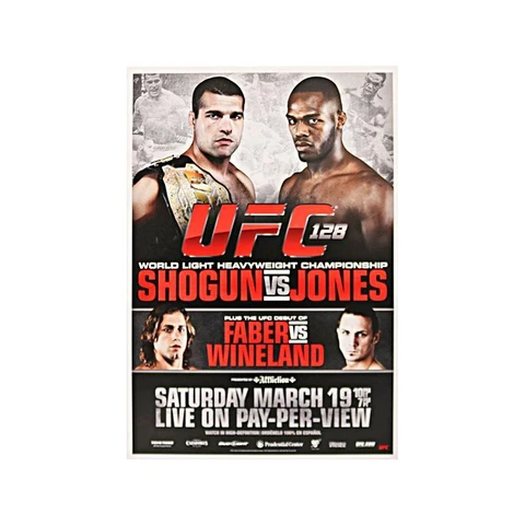 UFC 128: Shogun vs Jones Replica Event Poster on 18x26 Stretched Canvas Cover
