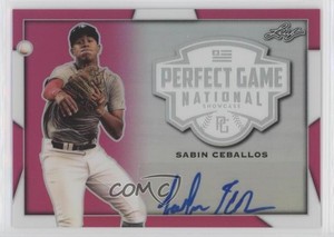 2019 Leaf Perfect Game National Showcase Metal Pink /10 Sabin Ceballos Auto