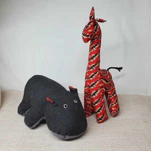 Nellies Dolls African Hippo Giraffe Stuffed Friend Wild Safari Animals Set Of 2 - Picture 1 of 8