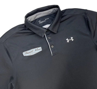 Stewart-Haas Racing Under Armour Loose Short Sleeve Polo Shirt Men L Black Logos - Image 1 of 4