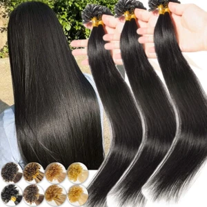 Thick Remy Nail U Tip Keratin Pre Bonded Human Hair Extensions Full Head 150G - Picture 1 of 32