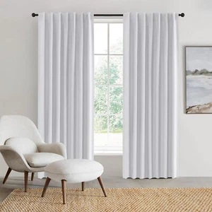 Sherwood Home 100% Blockout Concealed Tab Top Curtain Pair White 135x223cm - Picture 1 of 7