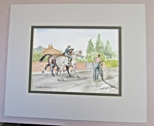 Original Aquarell Gemälde montiert "Straßenarbeiten" von Jack Hollindale - Bild 1 von 1