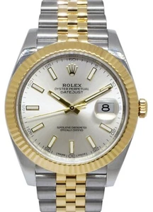 Rolex Datejust 41 18k Yellow Gold/Steel Silver Index Dial Jubilee Watch 126333 - Picture 1 of 11