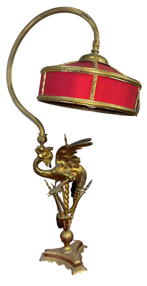 LAMPE DE TABLE MODERNISTE ANTIQUE. BRONZE DORÉ. ESPAGNE. XIXE SIÈCLE - Photo 1/1