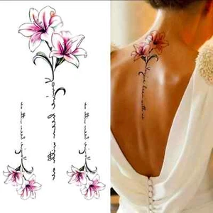 Art Sticker Pink Rose Pattern Body Art Temporary Flash Tattoo Sticker - Picture 1 of 5