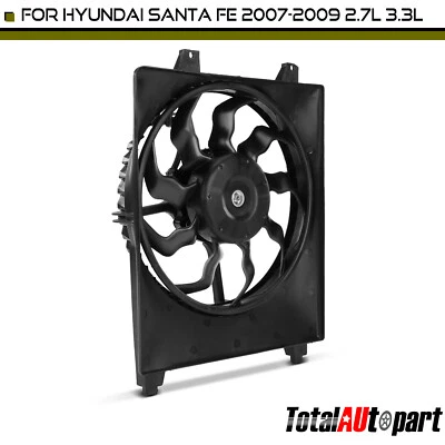 Cooling Fan Assembly with Shroud for Hyundai Santa Fe 2007-2009 2.7L 3.3L Right - Image 1 of 4