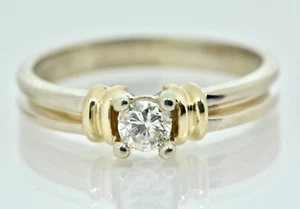 .21 ct Round Cut Diamond Solitaire Engagement Ring 14k Multi-Tone Gold - Picture 1 of 8