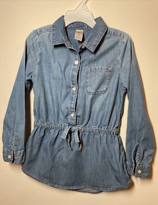 Oshkosh B'Gosh Girls Size 4/5 Blue Denim Long Tunic Shirt Long Sleeves NICE - Image 1 of 4