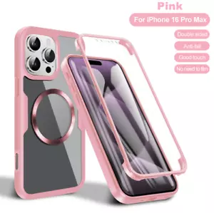 Magnetic Clear Back Cover+Screen Protector For iPhone 16 Pro Max/15/14/13/12/11 - Picture 1 of 52