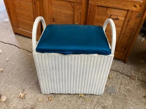 Vintage Lloyd Loom Lusty weiß Korb geflochten Wäschekorb Mülleimer Box Sitz Hocker - Bild 1 von 8