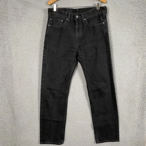 Jeans Levis uomo 34x32 nero denim 505 cotone gamba dritta cowboy abbigliamento da lavoro - Foto 1 di 14