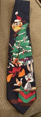 Looney Tunes 圣诞假日领带! Bugs Bunny, Taz, Daffy Duck! 1990 年代 — 第 1/3 张图片