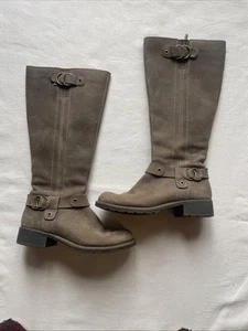 WOMENS CLARKS LEATHER KNEE HIGH BROWN BOOTS SIZE 8 1/2 - Picture 1 of 8