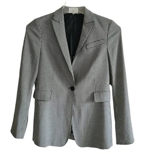 AKRIS PUNTO Wool Blend Black White Button Front Career Classic Blazer Women's 8 - Picture 1 of 13