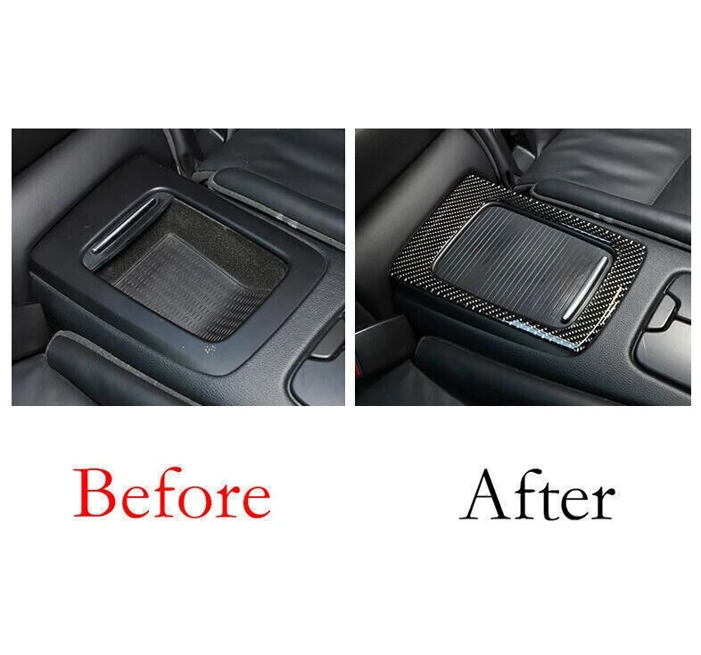 Para BMW M3 E90 fibra de carbono real 2008-2013 coche interior trasero caja de almacenamiento marco embellecedor Foto 1 de 4