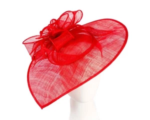 Large Wide Brim Red Sinamay Ladies Racing Fascinator Hat 100% Australian Seller - Picture 1 of 7