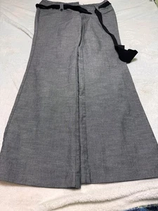 Vintage Y2K Dress Pants Sz 9 Charcoal W/ Belt Wide Leg Flare Low Rise Dress Pant - Picture 1 of 10